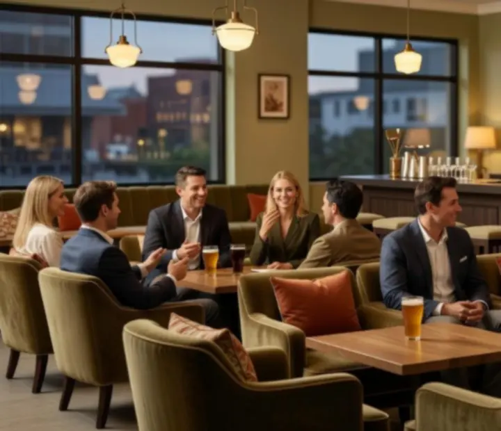 Brasserie-style bar area at ADSIGHT LTD for guests to relax between table evenings