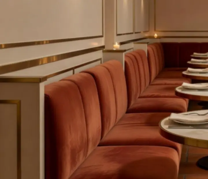 Warm cream and terracotta dining room with brass accents at ADSIGHT LTD