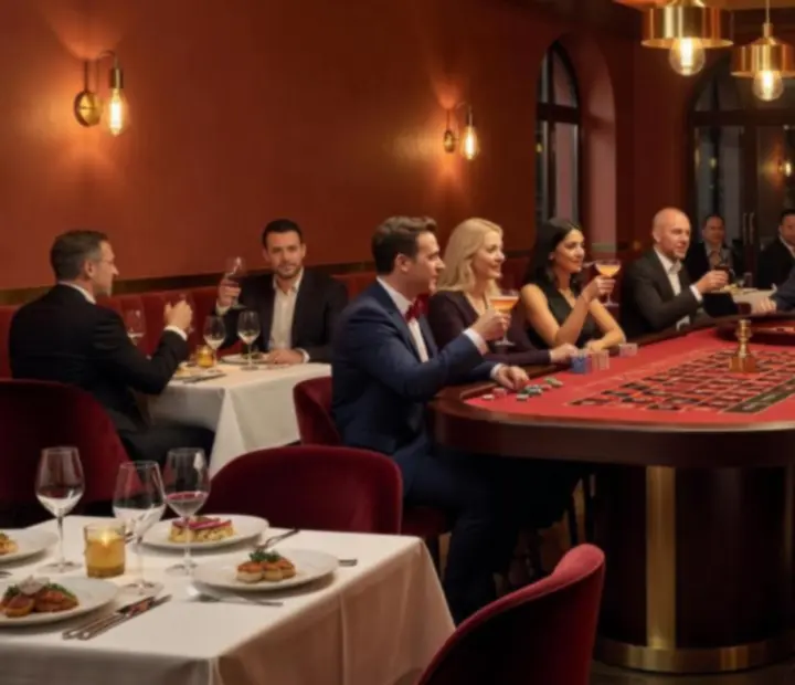 Guests gathered around an authentic roulette table at ADSIGHT LTD
