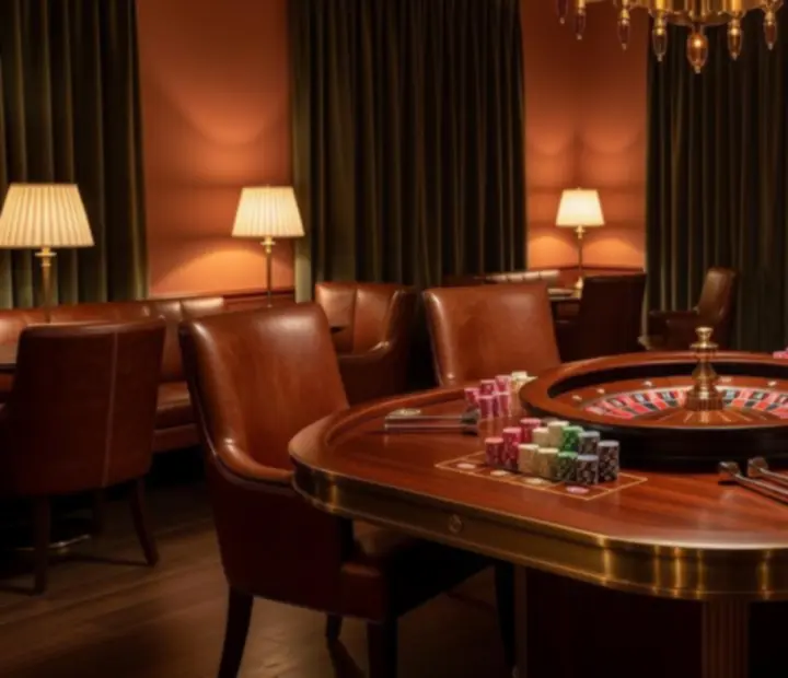 Roulette table setting within the warm interior of ADSIGHT LTD